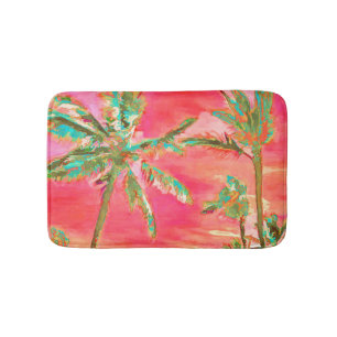 PixDezines  Hawaiian Beach/Coral/Blauwgroen Badmat