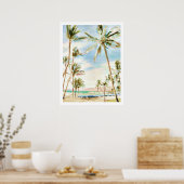 PixDezines  Hawaiian Beach/Light Blue Poster (Keuken)