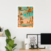 PixDezines  Hawaiian Beach Poster (Thuiskantoor)