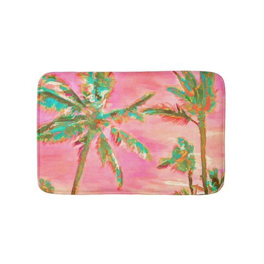 PixDezines  Hawaiian Beach/roze Badmat (Voorkant)