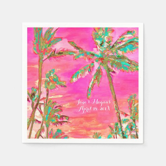 PixDezines Hawaiian Beach/roze/Blauwgroen Servetten (Voorkant)