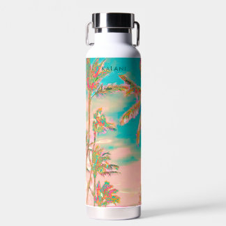 PixDezines  Hawaiian Beach/roze/Blauwgroen Waterfles