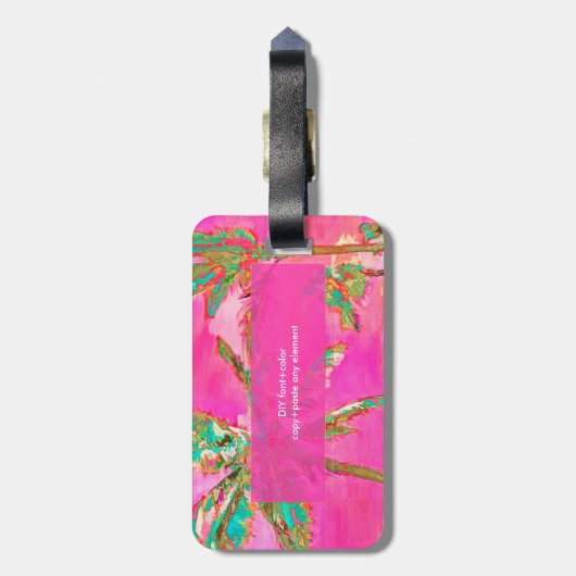 PixDezines  Hawaiian Beach Scene/Roze Bagagelabel (Achterkant verticaal)