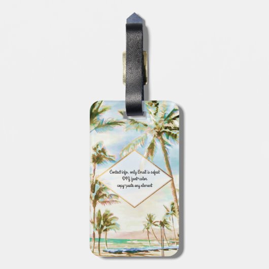 PixDezines  hawaiian strand scene/Breezy Blu Bagagelabel (Achterkant verticaal)