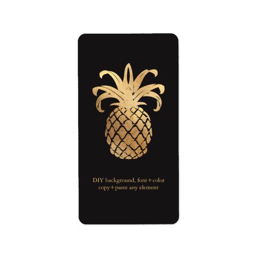 PixDezines HawaiianPineapple Faux Gold Wine Labels (Voorkant)