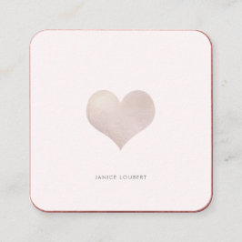 PixDezines Heart | Faux Metallic Blush Square Busi Vierkante Visitekaartje