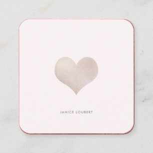 PixDezines Heart   Faux Metallic Blush Square Busi Vierkante Visitekaartje
