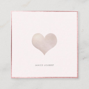 PixDezines Heart   Faux Metallic Blush Vierkante Visitekaartje