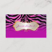 PixDezines heet roze zebra+goudversierlabel Visitekaartje (Voorkant)