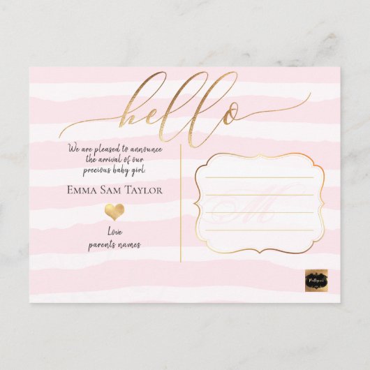 PixDezines Hello Faire-part de naissance/Stripes (Dos)