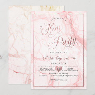 PixDezines Hen Party Nep Rose Goud Script+Marmer Kaart