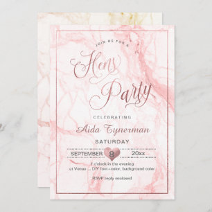 PixDezines Hens Party Faux Roos Gold Script+Marble Kaart