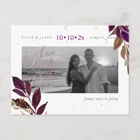 PixDezines Herfst Foliage Bewaar onze datum Briefkaart (Voorkant)