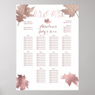 PixDezines Herfstloof/Nep Rozegoud/Zitplaatsen Cha Poster