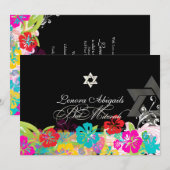 PixDezines hibiscus/Bat Mitzvah Kaart (Voorkant / Achterkant)