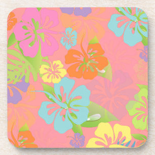 PixDezines hibiscus/diy achtergrond Bier Onderzetter