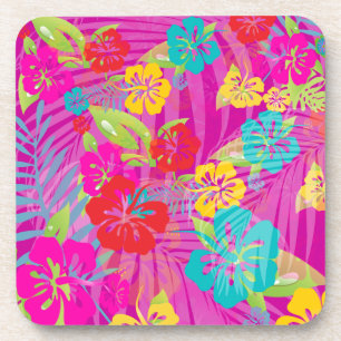 PixDezines hibiscus/DIY achtergrondkleur Bier Onderzetter