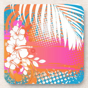 PixDezines hibiscus/DIY achtergrondkleur Bier Onderzetter