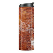 PixDezines Hibiscus Faux Koa Wood Longboard Thermosbeker (Gedraaid links)