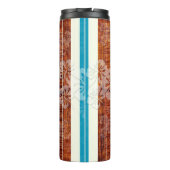 PixDezines Hibiscus Faux Koa Wood Longboard Thermosbeker (Achterkant)