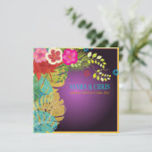 PixDezines Hibiscus+nstera/yellow+aqua Kaart (Staand voorkant)