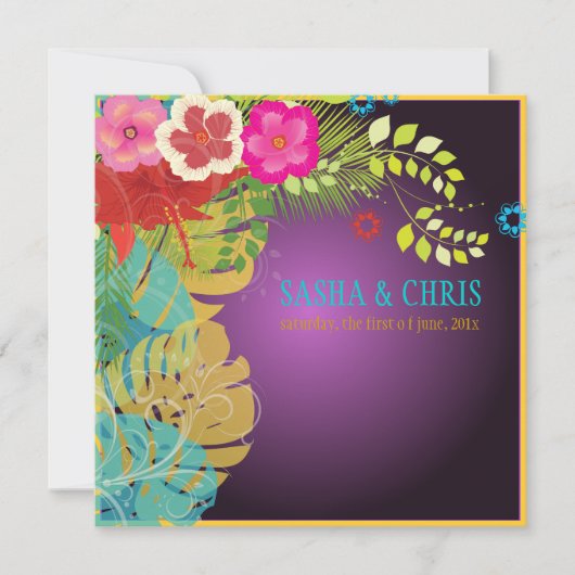 PixDezines Hibiscus+nstera/yellow+aqua Kaart (Voorkant)