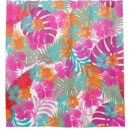 PixDezines Hibiscus/Rainforest/DIY-achtergrond Douchegordijn