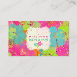 PixDezines hibiscus/regenwoud/houten panelen Visitekaartje