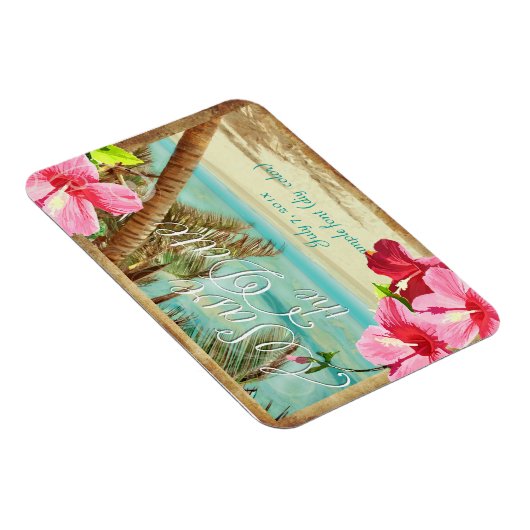 PixDezines hibiscus/ strand/datum opslaan Magneet (Rechterzijde)