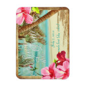 PixDezines hibiscus/ strand/datum opslaan Magneet (Verticaal)