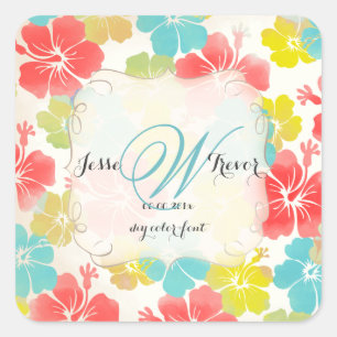 PixDezines hibiscus/waterverf beïnvloeden Vierkante Sticker