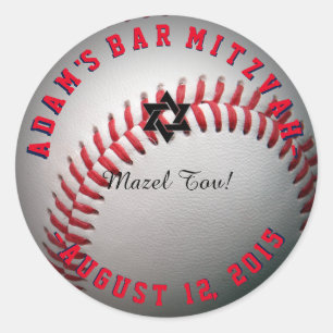 PixDezines honkbal Bar Mitzvah Ronde Sticker