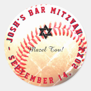 PixDezines Honkbal Mitzvah Ronde Sticker
