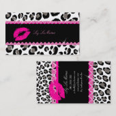 PixDezines hot lips+sassy leopard Visitekaartje (Voorkant / Achterkant)