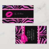 PixDezines hot lips+sassy zebra Visitekaartje (Voorkant / Achterkant)
