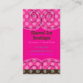 PixDezines Hot Pink + Chocolate Polka Dots Visitekaartje (Achterkant)