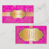 PixDezines HOT PINK LACE Visitekaartje (Voorkant / Achterkant)
