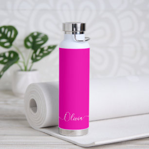 PixDezines Hot-roze DIY-kleur Pas deze aan Waterfles