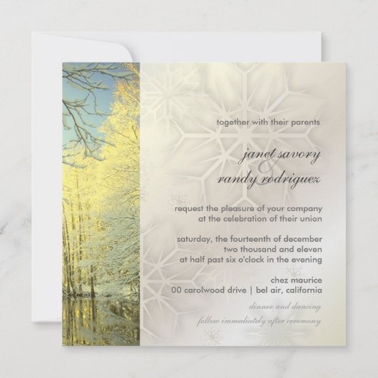 PixDezines in de Bossen, Winterbruiloft Kaart (Achterkant)