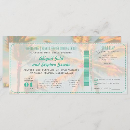 PixDezines Instapass+Oude Strand Bruiloft Kaart (Voorkant / Achterkant)