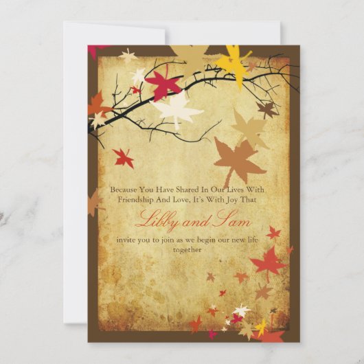PixDezines Invitations vintages d'automne/feuilles (Devant)
