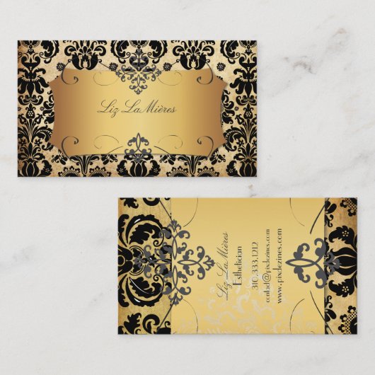 PixDezines Isabella damask/faux parchment Visitekaartje (Voorkant / Achterkant)