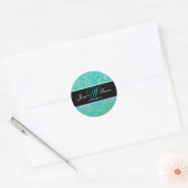PixDezines  kant aqua blauw Ronde Sticker (Envelop)