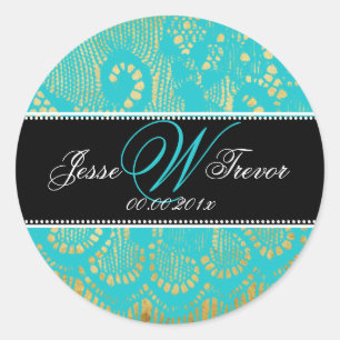 PixDezines  kant aqua blauw Ronde Sticker