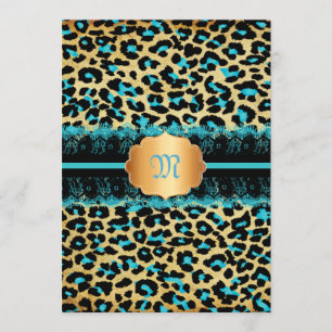 PixDezines kant+cheetah spots/blauwgroen+zwart Kaart