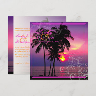 PixDezines Kaui Sunset+Swirls/tropische bruiloft Kaart
