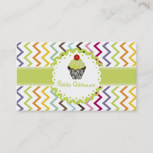 PixDezines keylime krullen cupcake+chevron Visitekaartje