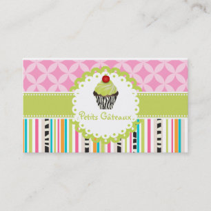 PixDezines keylime swirls cupcake+strepen Visitekaartje