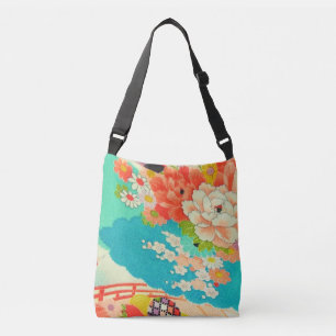 PixDezines Kimono Print/Peonies/Sakura Crossbody Tas