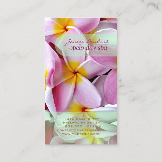PixDezines KONA ROZE PLUMERIAS Visitekaartje (Voorkant)